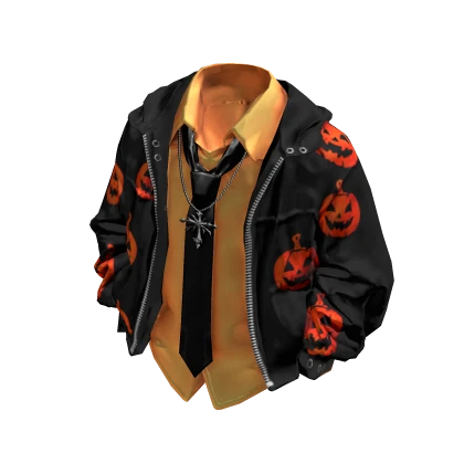Y2K Grunge Leather posed jacket (Black Orange) | Roblox Item