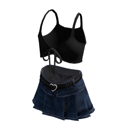 BB Y2K Urban Denim MiniSkirt & Tied Crop Dark