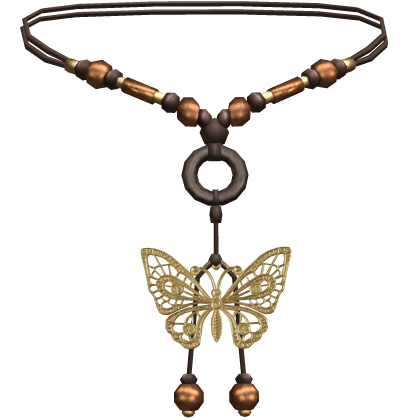 Boho Beaded Orange Butterfly Gold Necklace