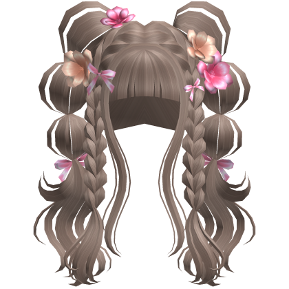 Blossoming Angelic Floral Curly Pigtails Brown