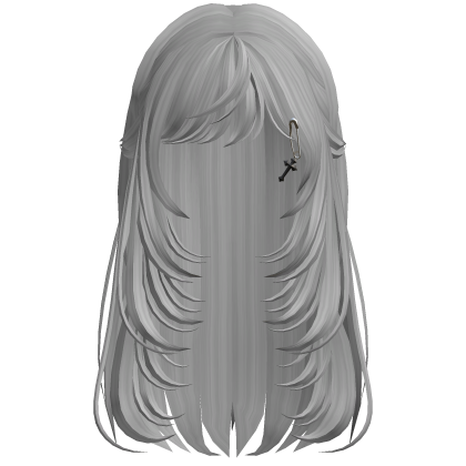Long Layered Side Bang Hair - White