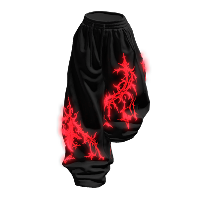 Glowing Emissive Red Half Raised Baggy Sweatpants