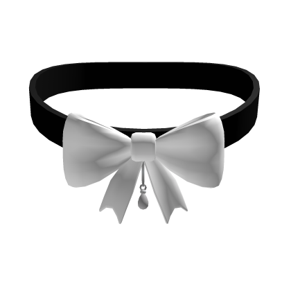 Black necklace with a white bow and pearls