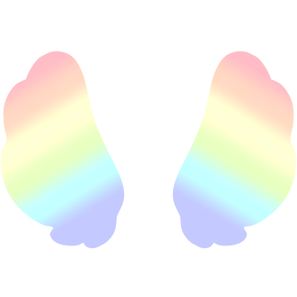 ♡ Cute Upward Glowing Angel Wings in Light Rainbow