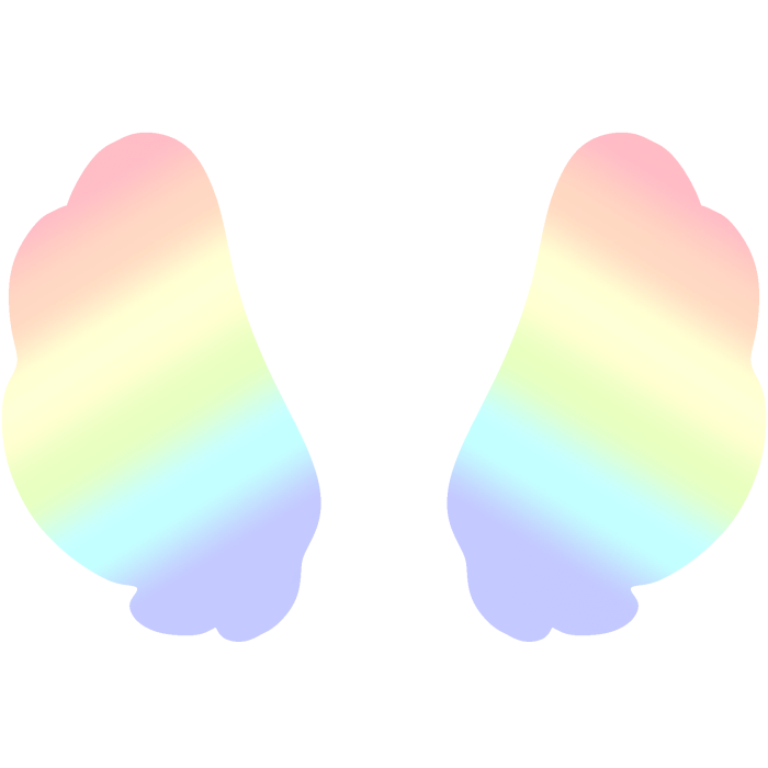 ♡ Cute Upward Glowing Angel Wings in Light Rainbow