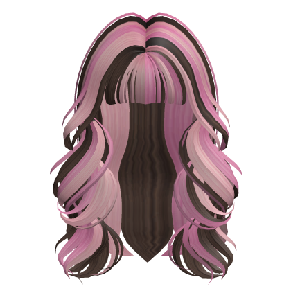 Pretty Voluminous Curly Pink Brown Hair with Bangs