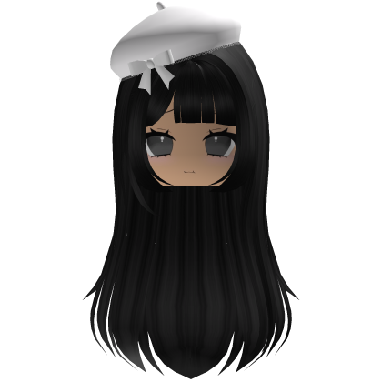 Cute Autumn Girl w/ White Beret & Bow