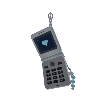 Y2K Silver Flip Phone Waist Charm
