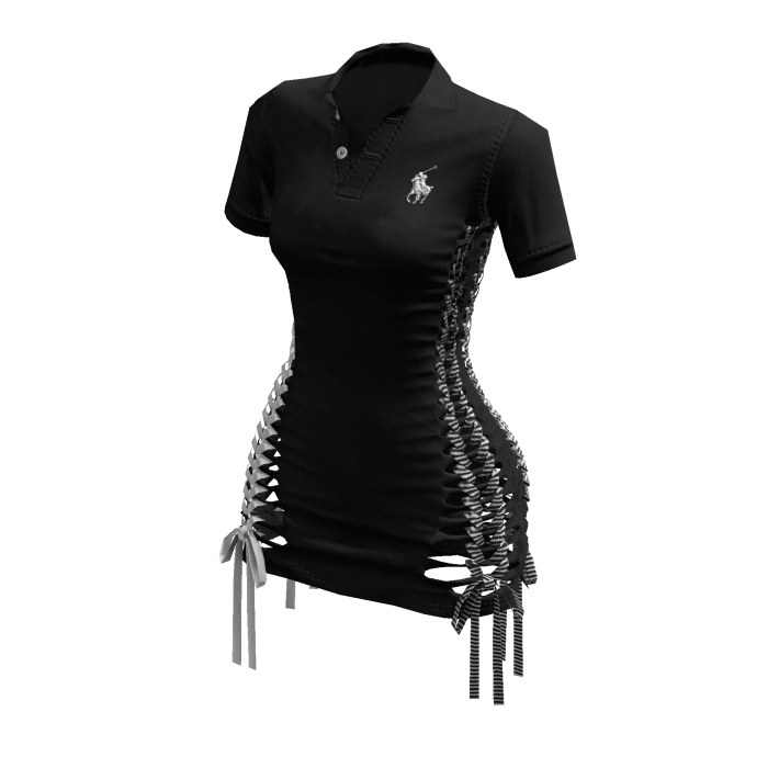 Braided Cutout Polo Dress (Black)