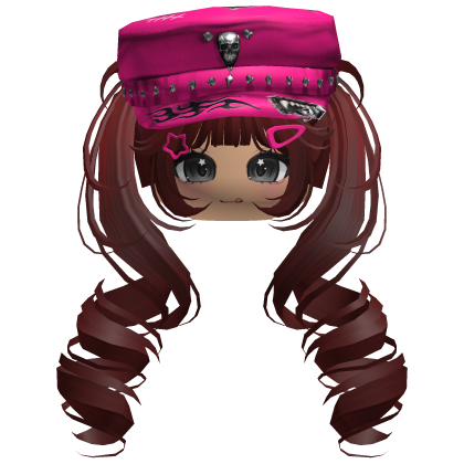 Red Skull Y2K Cap Twirly Hair