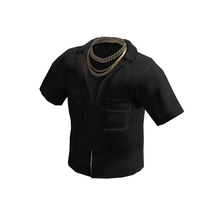 Black Unbuttoned Shirt w/ Gold Chains 