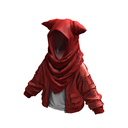 ORNA | Red Leather Hooded Jacket Scarf Y2K UGC