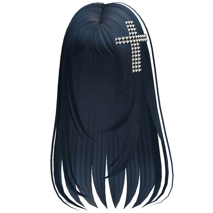 Delicate Straight Hair w Cross Midnight