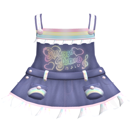 ´ ∇ ˋ˶ !! cutie denim rainbow mezzo piano overalls