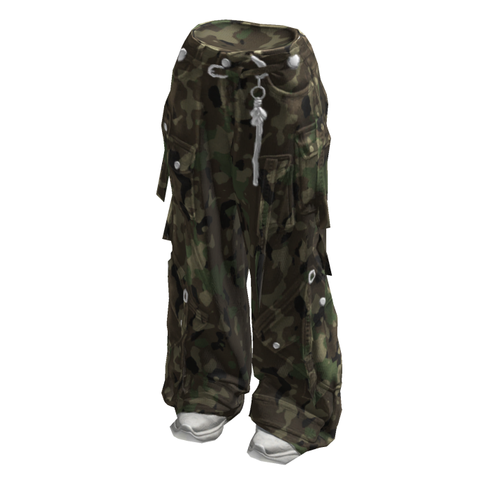 Camo Cargo Jeans with Straps and shoes