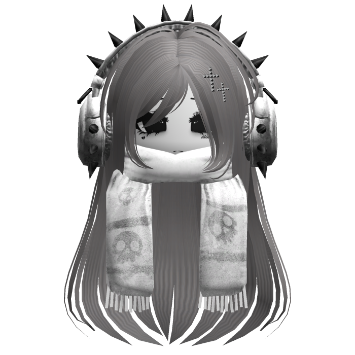 Straight Hair&Emo Headphones&Scarf Grey V2