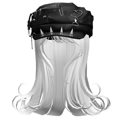 White Emo Vamp Hair w/ Emo Beret Cap Roblox item