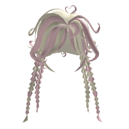 Blonde and Pink Braided Twintails with Heart Roblox item