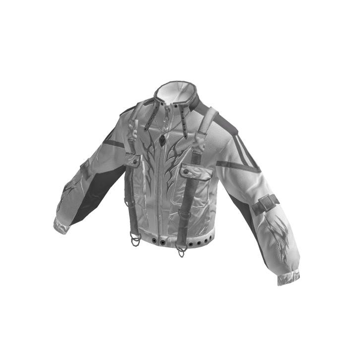 Tribal Buckle Strap Zip Jacket (White)
