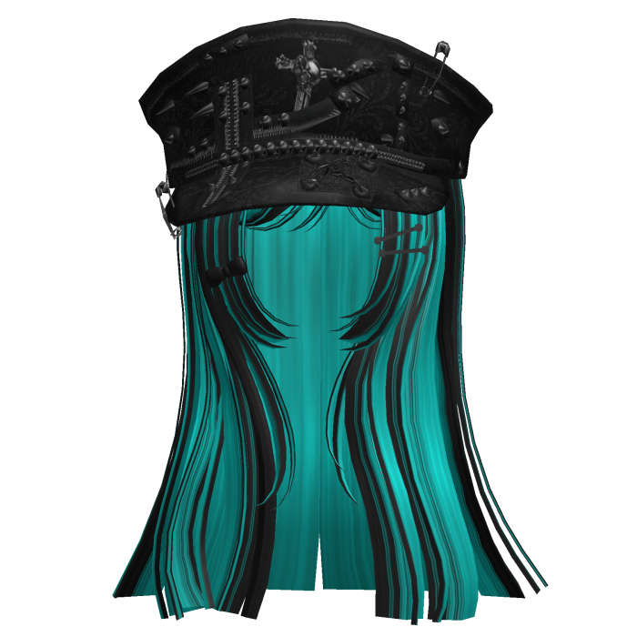 Black&Teal Captain Y2K Cap Hair
