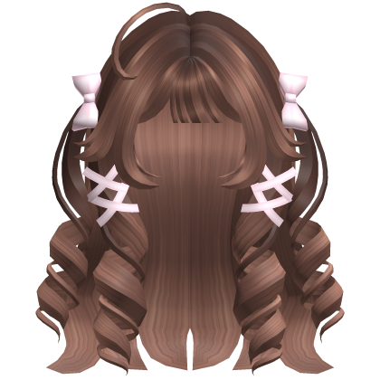 Cutecore Curly Hair w Kawaii Ribbons Brown