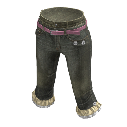 💗 Y2K Layered Trim Belted Capris _ Khaki thumbnail