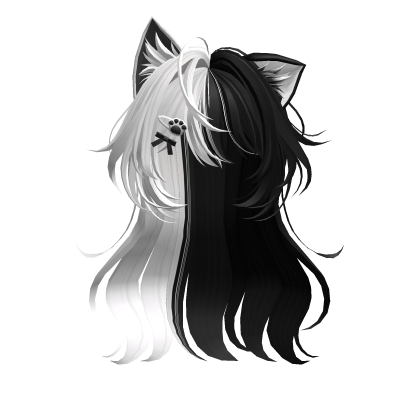 Black and White Bangs w Cat Ears