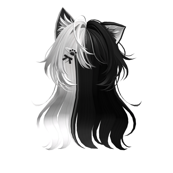 Black and White Bangs w Cat Ears