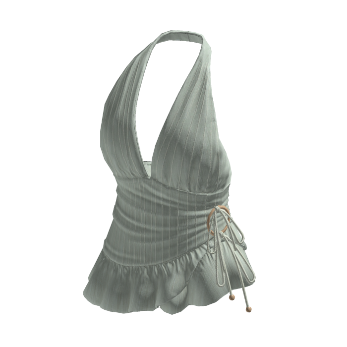 Pinstripe Ruched Halter Top (Mint)