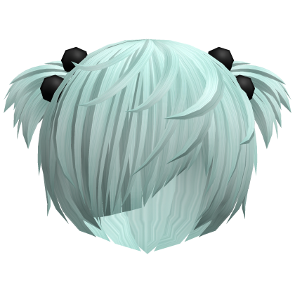 (//_^) cyan messy anime vkei emo hair w buns