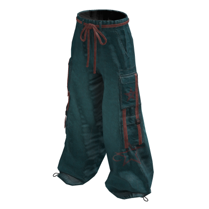 Y2K Star Cargo Pants ⭐ Turqoise