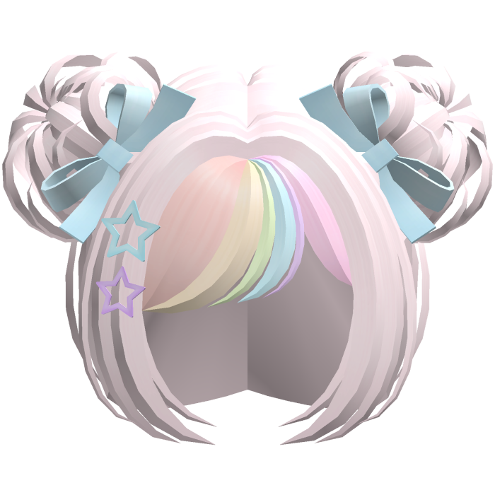 Cute Kawaii Starry Space Buns in White & Rainbow