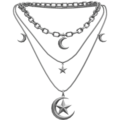 Galaxy Charm Stacked Necklaces Emo Goth Silver Roblox item