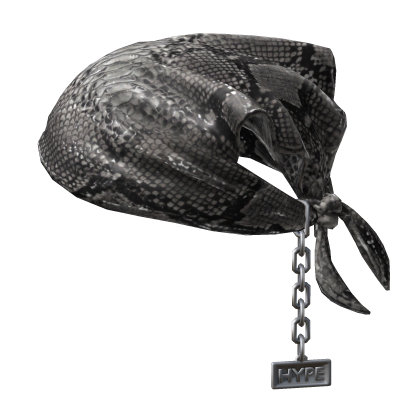Tied LV Snake Print Bandana Hat with Chain 