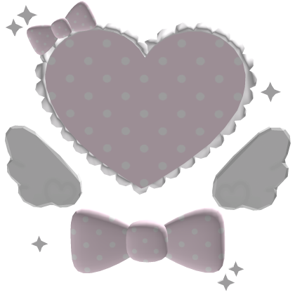 . ‿ ♡ cute pink ruffled heart bow wings clip ⊹ . Roblox item