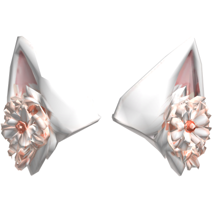 White Floral Fox Ears Roblox item