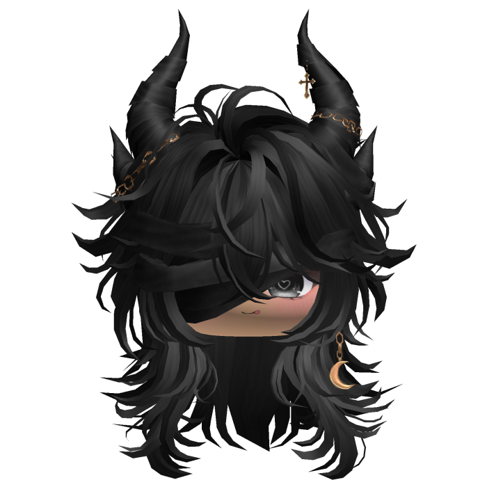 Horned Anime Demon Wolfcut (Black)