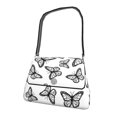 White Butterfly Print Purse (Slim Body)