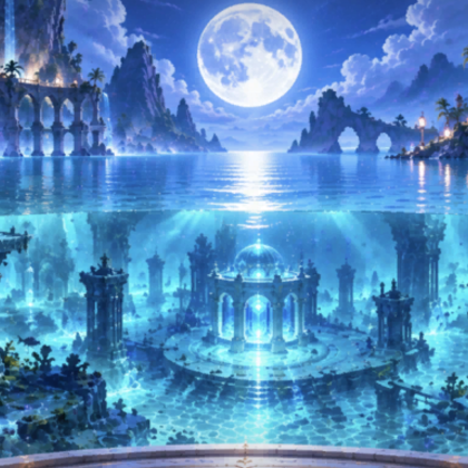 Moonlit Ocean: Moon Underwater Fantasy Background