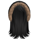 Emo hair w/ Leopard Fur Hood in Black