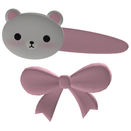 Cute Kawaii Pink Bear Bow Hair Clip ♡ Roblox item