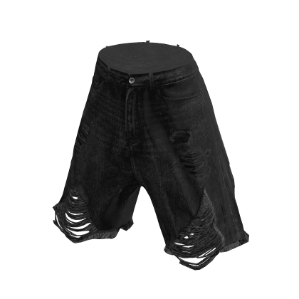 💗 STREET RIPPED DENIM JORTS _ BLACK