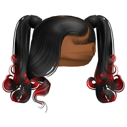 ☆ | Red Dyed Swirly Pigtails W Side Bang