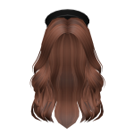 Elegant long wavy Brown hair with beret