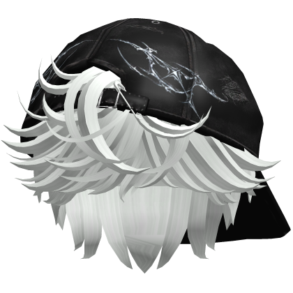 Fluffy White hair cute Cap Black cross Y2k