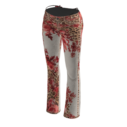 Rose Bloom Island Flower Low Rise Flare Jeans