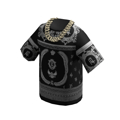 Black Luxury T-Shirt w/ Silver Curb Chain