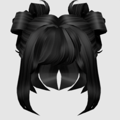 Black Fluffy Short Bun Hair Roblox decal