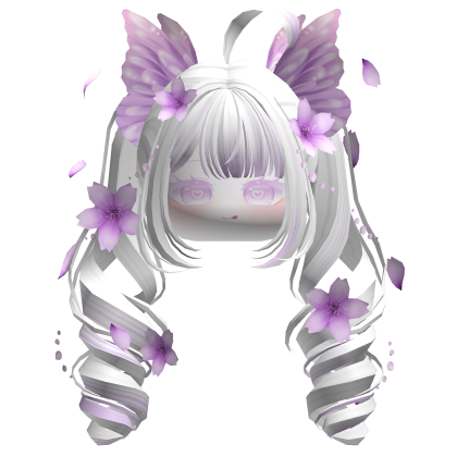 Mystical Sakura Petal Pigtails (White&Purple)