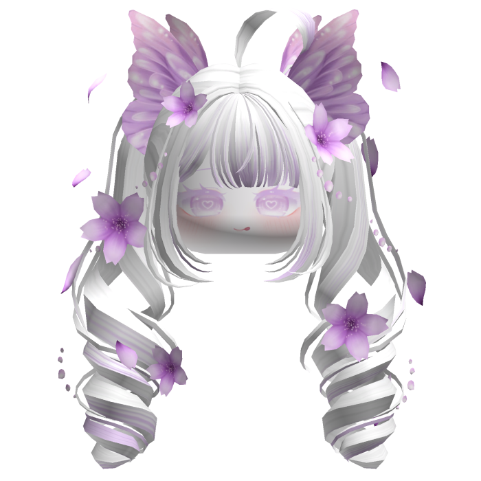 Mystical Sakura Petal Pigtails (White&Purple)